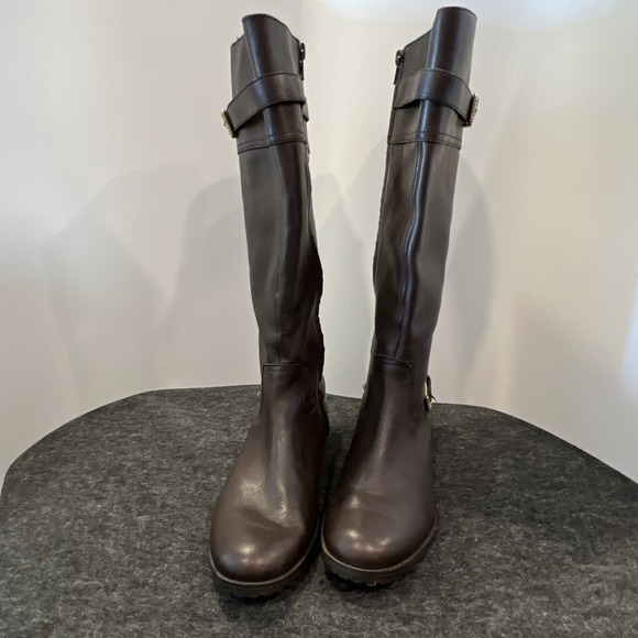 Lauren Ralph Lauren Shoes - Lauren Ralph Lauren Simone Women's Brown Leather Knee-High Boots Size 8B.